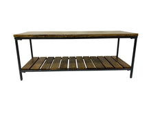 Load image into Gallery viewer, Accent Bench With Slat Shelf Natural And Gunmetal