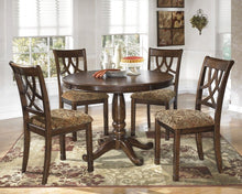 Load image into Gallery viewer, Leahlyn - Medium Brown - 6 Pc. - Round Dining Room Table, 4 Upholstered Side Chairs