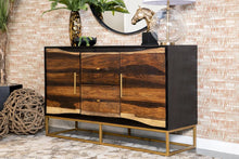 Load image into Gallery viewer, 2-drawer Accent Cabinet Black Walnut And Gold