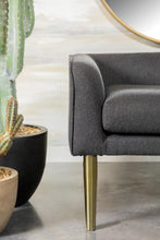 Load image into Gallery viewer, Dark Grey - Low Back Upholstered Bench Dark Grey And Gold