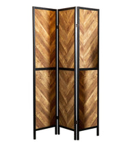 Load image into Gallery viewer, Herringbone Pattern 3-panel Screen Rustic Tobacco And Black