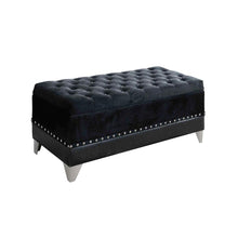 Load image into Gallery viewer, Barzini Bedroom Collection - Black Velvet - Barzini Tufted Rectangular Trunk With Nailhead Black