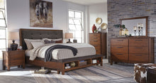 Load image into Gallery viewer, Ralene - Medium Brown - 5 Pc. - Dresser, Mirror, Queen Upholstered Panel Bed