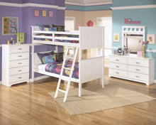Load image into Gallery viewer, Lulu - White - 5 Pc. - Dresser, Mirror, Bunk Bed (twin/twin)